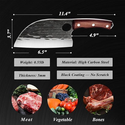 ROCOCO 3PCS Butcher Knife Set - Serbian Chef Knife Viking Boning Cleaver for BBQ Birthday Father Mother Christmas Gift Idea Men