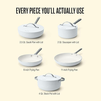 Alva Mobi 8‑Piece Ceramic Nonstick Cookware Set – Made without PFAS/PFOA/PTFE, Induction & Oven Safe, Easy‑Clean Pots & Pans with Lids, Recycled Aluminum + Stainless Handles