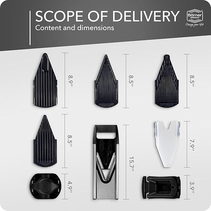 Börner Mandline Slicer V6 (Profi Set) • Stainless Steel Slicer with V-Blade • Adjustable Vegetable Slicer for Vegetables & Fruits • Slices, Strips & Dices in Various Thicknesses • Grater