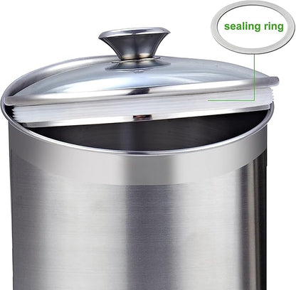 Cooks Standard Stainless Steel Food Jar Storage Canister Set Medium 4-Piece, 0.95qt/1.6qt/2.5qt/3.5qt Airtight Containers with Glass Lid for Tea Coffee Sugar Flour