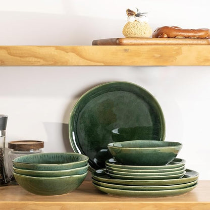 AmorArc Ceramic Dinnerware Sets,Handmade Reactive Glaze Stoneware Plates and Bowls Set,Highly Chip and Crack Resistant | Dishwasher & Microwave Safe Dishes Set,Service for 8 (24pc)