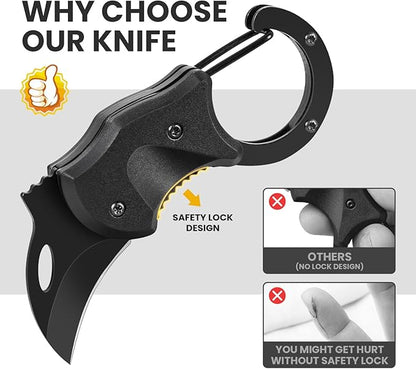 2 Pack Small Pocket Knife Gifts for Men & Women, Folding Box Cutter, Birthday & Christmas Stocking Stuffers Gifts Idea for Wife Husband Dad Mom (Black & Orange)