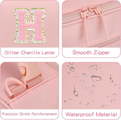 Initial Insulated Lunch Bag for Girls Kids, Back to School Gift, Reusable Leak-proof Lunch Box with Adjustable Strap for School Daycare Travel Picnic (Pink,H)