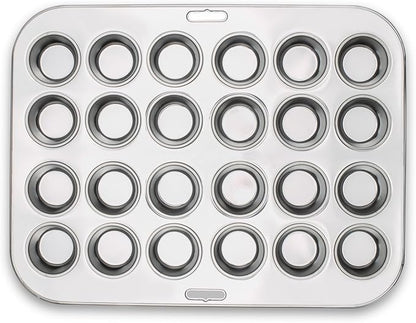 Fox Run Mini Muffin and Cupcake Pan, 24 Mini Cups, Stainless Steel Baking Pan, 10.5 x 13.75 x 1.5 inches,