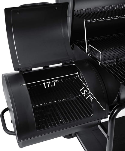 Royal Gourmet CC2036F Barrel Charcoal Grill with Offset Smoker, Outdoor BBQ Grill with 1200 Sq. In. Grilling Area for Large Event Gathering, Black