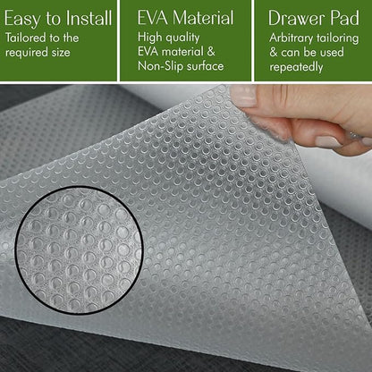 EVALAND 12" x 20 FT Non-Slip Shelf Liner, Non-Adhesive, BPA-Free, Waterproof Pantry Liner for Shelves, Easy to Cut, Oil-Proof Shelf Liners for Kitchen, Cabinets, Drawers, Refrigerator, Clear