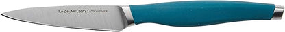 Rachael Ray Cutlery Japanese Stainless Steel Knives Set with Sheaths, 8-Inch Chef Knife, 5-Inch Santoku Knife, and 3.5-Inch Paring Knife, Teal