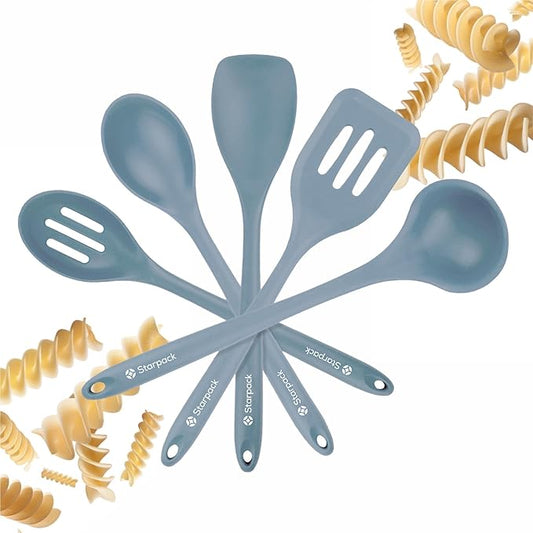 Starpack 'Stir & Serve' Silicone Cooking Utensils Set (5 Pcs) - 10.5" - Kitchen Utensil Set Heat Resistant to 600°F - Kitchen Utensils for Nonstick Cookware - Silicone Utensil Set for Mixing & Cooking
