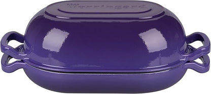 Enameled Cast Iron Sourdough Bread Oven, Dutch Oven, Loaf Cast Iron Bread Pan for Homemade Bread Baking, Meatloaf Pan with Lid, 5QT, Purple