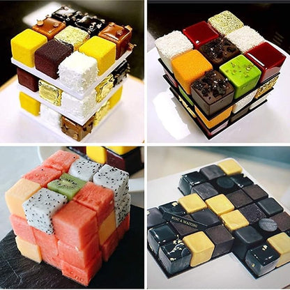 Silicone Molds Baking for Mousse Cake, 3D Baking Molds Dessert Molds for Pastry Truffle Pudding Jelly Cheesecake,3D Cube Shape (8-Cavity)