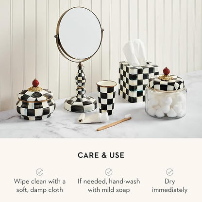 MACKENZIE-CHILDS Courtly Check Kitchen Canister, Decorative Black-and-White Glass Storage Jar with Lid, Medium