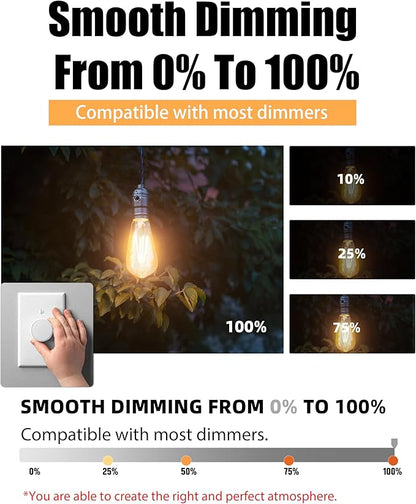 Lumiverse 60 Pack E26 led Bulb 60 watt dimmable Vintage LED Edison Bulbs 5.5W, 60W Equivalent, 2700K Soft White, Antique Style ST19/ST58 LED Light Filament Bulbs, CRI 90+, E26 Base
