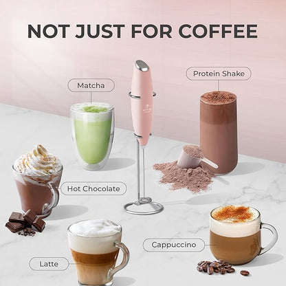 Zulay Kitchen Powerful Milk Frother Wand With 4 AA Duracell Batteries - Ultra Fast Handheld Drink Mixer - Electric Whisk Foam Maker for Coffee, Lattes, Cappuccino, Matcha & Creamer