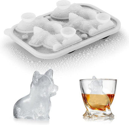 3D Corgi Dog Ice Cube Tray - Fun Shapes, Novelty Mom/Dad Gifts for Dog Lovers, Cute Corgi Ice Mold for Whiskey, Cocktail, Bourbon