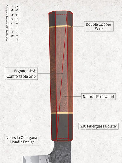 HOSHANHO 8 Inch Japanese Gyuto Chef Knife, 9 Layers 10Cr15CoMoV High Carbon Steel Kitchen Knife, Professional Hand Forged Cooking Knife with Ergonomic Rosewood Handle