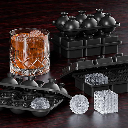 Bangp Large Ice Cube Tray for Whiskey,Perfect Etched Big Ice Cubes, Silicone Ice Cube Mold for Cocktails,Whiskey (Etched Square)