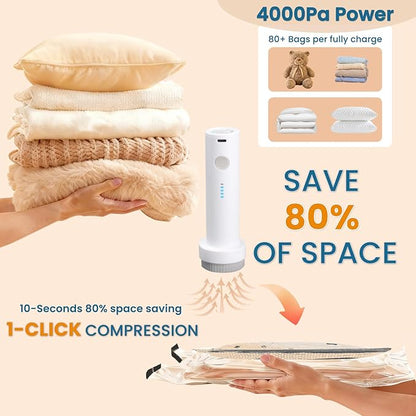 Space Saver Vacuum Storage Bags with Electric Pump, 18 PCS (6S,6M,4L,2J) Space Saver Vacuum Seal Bags for Clothing, Travel, Bedding, Blanket, Pillow, Comforter