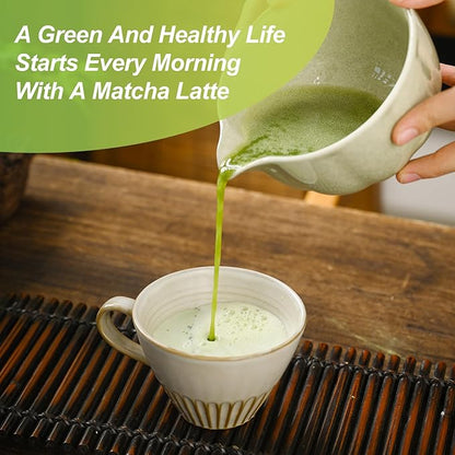 Matcha Whisk Set, Green Matcha Set, 15 OZ Matcha Bowl with Spout, 8 PCS Perfect Matcha Kit for Making Latte Matcha Lover