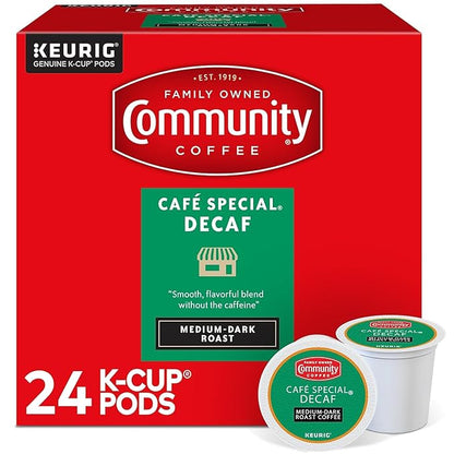 Community Coffee Cafe Special Decaf 24 Count Coffee Pods, Medium Dark Roast, Compatible with Keurig 2.0 K-Cup Brewers, 24 Count (Pack of 1)