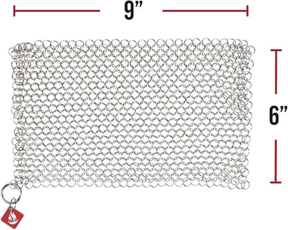 Knapp Made CM Scrubber 9"x6" Small Ring Cast Iron Scrubber - Cast Iron Cleaner for Hard Anodized Cookware, Pre-Seasoned Pans, Dutch Ovens, Iron Pans, Grills and Skillet. Chain Mail Scrubber Cast Iron