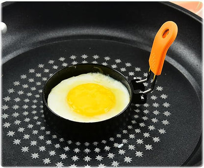 3.5" Egg Rings 6“ Pancake Mold with Silicone Handle, Round Mold for English Muffins - Griddle Cooking Shaper for Indoor Camping Breakfast Sandwiches w/Silicone Oil Brush set of 6 (4pcs 3.5"+2pcs 6")