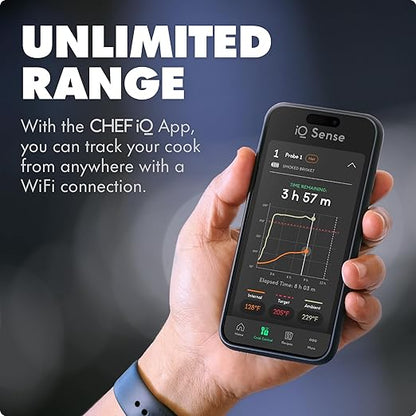CHEF iQ Sense [2025 Model] | Smart Wireless Meat Thermometer | 3 Ultra-Thin Probes | WiFi Unlimited Range | 1000°F Heat Safe | 5 Sensors | BBQ, Grill, Oven, Smoker, Air Fryer | Gen3