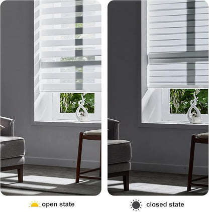 Persilux Cordless Zebra Blinds for Indoor Windows, Free-Stop Zebra Blinds Cordless, Light Filtering Sheer Shades Dual Layer for Day and Night, Zebra Roller Shades for Home (34.5" W X 47" H, Grey)