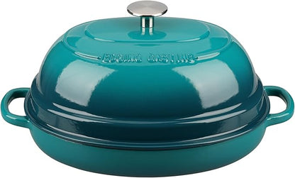 Enameled Oval Cast Iron Dutch Oven Pot with Lid, Bread Dutch Oven for Sourdough Bread Baking, 6QT, Darkcyan