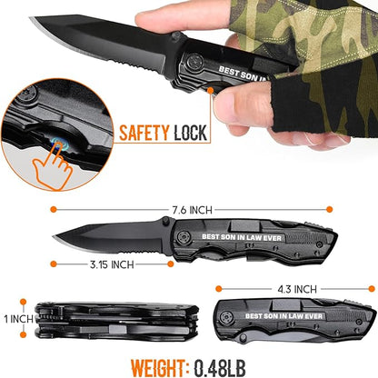 Son in Law Gifts, Multitool Knife, Gifts for Son in law, Christmas Practical Gift, Son’s Birthday Presents, Son-in-law Gift for Camping, Hiking, Fishing, 20 in 1 Multitool