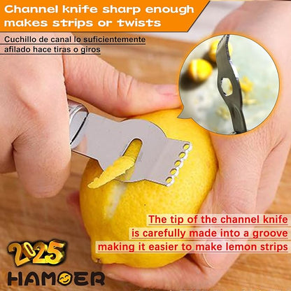 Lemon Citrus Zester Tool Cheese Grater for kitchenaid-Multipurpose grooved channel knife scraper,Stainless steel blade and ergonomically designed curved handle