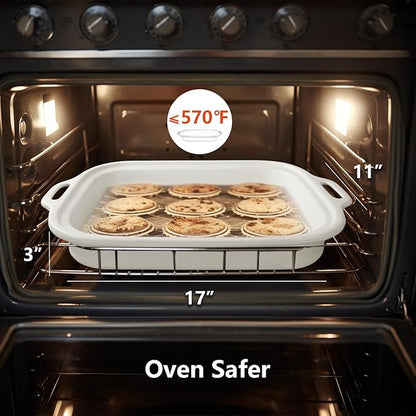 MAGNIFIQUE Small 4 Quart Casserole Programmable Slow Cooker with Ceramic Baking Dish - Perfect Kitchen Small Appliance for Family Dinners, Oven Safe and Durable Bakeware for Lasagna, Roasts (White)