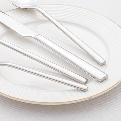 KINGSTONE Silverware Set with Serving Utensils, 65-Piece Forged Flatware Set Cutlery Set Premium Stainless Steel, Service for 12, for Kitchen, Home, Wedding, Party, Mirror Polished and Dishwasher Safe