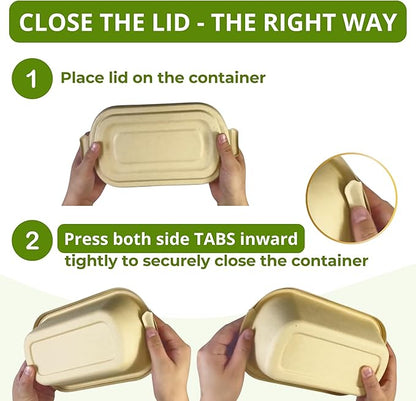 37 Oz Bamboo Disposable Food Containers, 50 Pack - Heavy Duty, Microwavable, Oven Safe - Perfect For Meal Prep, Salads, Lunch, To Go Food - Biodegradable (Brown)