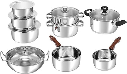 Vinod Platinum Triply Stainless Steel Sauce Pot, 372oz (11-Inch) | Heavy-Bottom | Induction & Gas Compatible | Riveted Handles | PFOA-Free & Dishwasher Safe