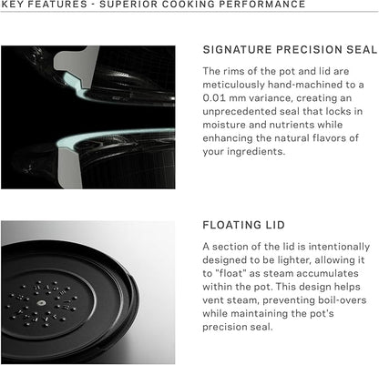 Vermicular Oven Pot 2.0 | Lightweight Enameled Cast Iron Pot | 22cm (3.7 Qt) | Non-Toxic | Induction-compatible | Dutch Oven | Made in Japan | Matte Black