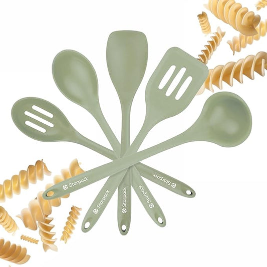 Starpack 'Stir & Serve' Silicone Cooking Utensils Set (5 Pcs) 10.5" - Kitchen Utensils Set Heat Resistant to 600°F - Kitchen Utensils for Nonstick Cookware - Silicone Utensil Set for Mixing & Cooking