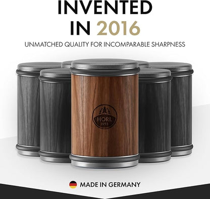 HORL 2 Walnut Rolling Knife Sharpener - Kitchen Knife Sharpener for Razor Sharp Edges Made in Germany - Easy Knife Sharpening Kit - Roller with Magnetic Holder with 15 & 20 Degrees