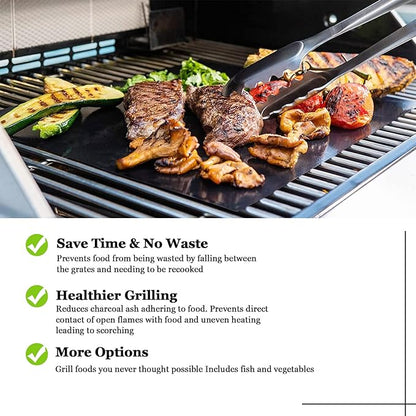 UBeesize 3 Pack Grill Mats for Outdoor Grill, Heavy Duty Grill Mats, Non Stick BBQ Grill Mats & Baking Mats, Resuable and Easy to Clean, Works on Gas Charcoal and Electric BBQ-15.75 x 13 Inch