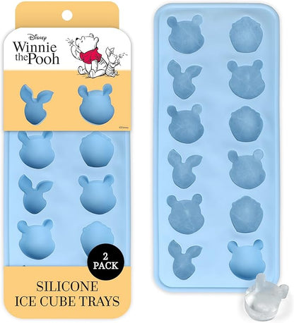 Disney Pooh Silicone Ice Cube Tray – 2 Pack Ice Trays for Freezer with Fun Pooh Ice Molds – Flexible BPA-Free Silicone Molds for Ice, Chocolate, and More (Pooh (Baby Blue))