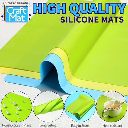 LEOBRO Silicone Mats, 3 PCS Silicone Mats for Crafts, Resin Molds, Play Dough Mat, Nonstick Silicone Sheet Mat for Epoxy Resin, UV Resin, Clay, Craft Supplies, 15.7”x 11.7”