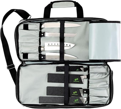 EVERPRIDE Chef Knife Bag Holds 20 Knives PLUS Large Zippered Compartment for Kitchen Tools – Durable, Large Knife Bag for Chefs – Knives Not Included