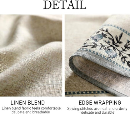 ISAENNE Designer Vintage Linen Elegant Square Table Cloth,Chinoiserie Floral Tablecloth,Wrinkle Resistant Decor Table Cover for Dining Thanksgiving Kitchen Christmas,67"*67"-Segerman B