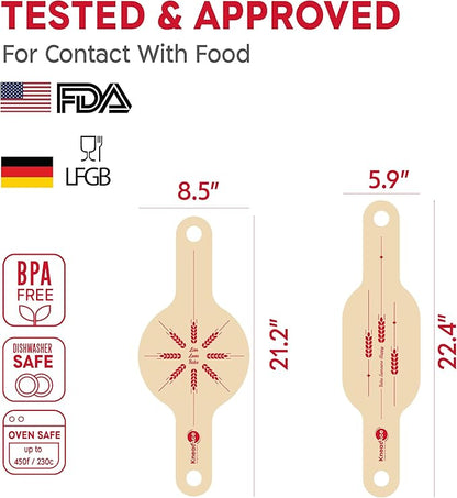 KneadAce Silicone Bread Sling Set Of Oval & Round with Long Handles, Nonstick＆Reusable Easy-Lift Baking Mat Easy Clean Dutch Oven Liners, Sourdough Baking Supplies, Ideal As Gift For Bakers