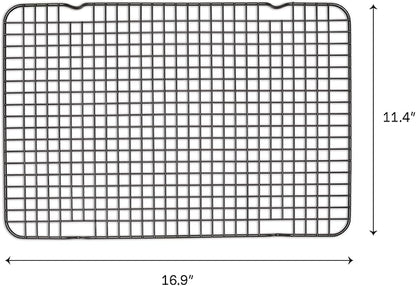 Great Jones Big Chill Wire Cooling Rack (Pepper) – 16.9" × 11.4" Heavy-Weight Aluminized Steel,Nonstick Baking Rack – Oven Safe 450 °F, Bacon & Cookie Cooling Rack – Fits Half Sheet Pans