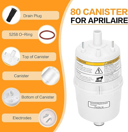 Upgrade 80 Steam Canister for Aprilaire Steam Humidifier Models 800, 801, 865, 866, 80 Replacement Canister OEM Substitute for Aprilaire Canister, 1 Pack