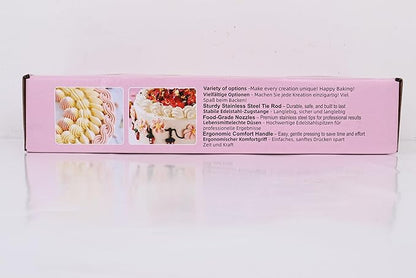 FACIACC Dessert Decorating Syringe Set, Stainless Frosting Piping Kit with 7 Piping Tips & 7 Silicone Cupcakes, Dessert Making Tools for Baking Cupcakes, Cookies & Pastries
