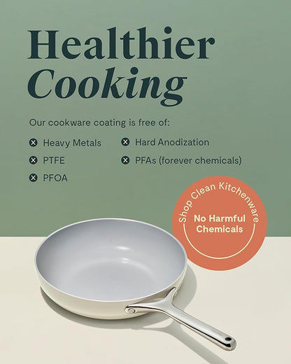 Caraway Fry Pan Duo - Nonstick Ceramic Frying Pan (8" & 10.5”) - Non Toxic, PTFE & PFOA Free - Oven Safe & Compatible with All Stovetops (Gas, Electric & Induction) - Sage