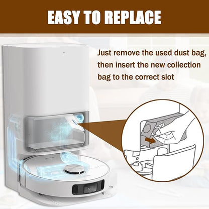 8 Pack Dust Bags Compatible with Dreametch L20 Ultra L10 Ultra L10s Ultra X10 Plus X20 Pro S10 Pro Robot Vacuum, Self-Emptying Base Vacuum Bags Replacement Accessory Parts