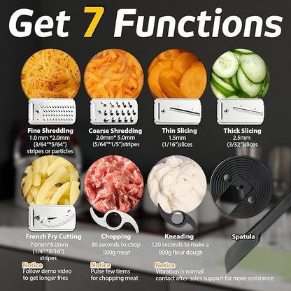 14-Cup French-Fry-Cutter Large Food-Processor - Large Feed Chute, Grey Color, Cheese Shredding, Meat Chopping, Shredding and Slicing, Mixing and Doughing, for Home Use