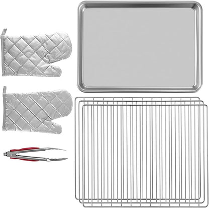 VEVOR Commercial Convection Oven, 21L/19Qt, Quarter-Size Conventional Oven Countertop, 1440W 3-Tier Toaster w/Front Glass Door, Electric Baking Oven w/Trays Wire Racks Clip Gloves, 120V